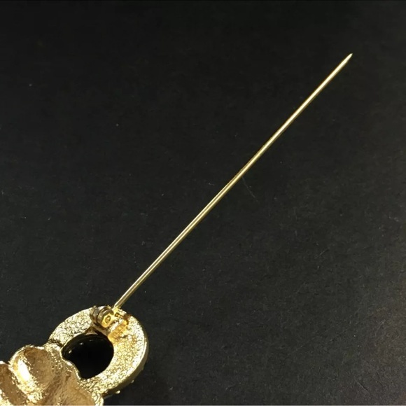 Authentic GIVENCHY Rhinestone Gold Tone Pin Brooch EUC - Picture 7 of 8